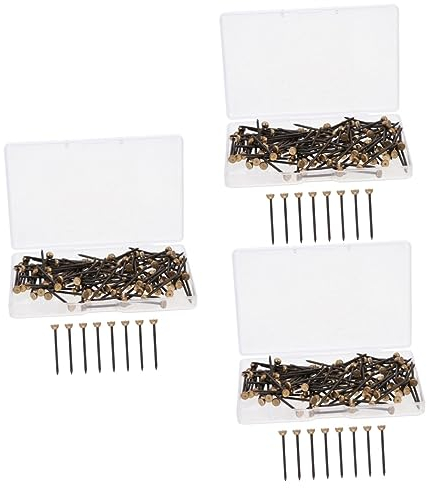 Angoily Rundkopfnägel 360 Stück Reißzwecke Goldfarbene Bilderrahmen Robuster Kleiderbügel Büro-Bilder Messingkopf Bildaufhänger Foto-Bilderrahmen-Haken Foto-Aufhänger Nägel Photn-Rahmen