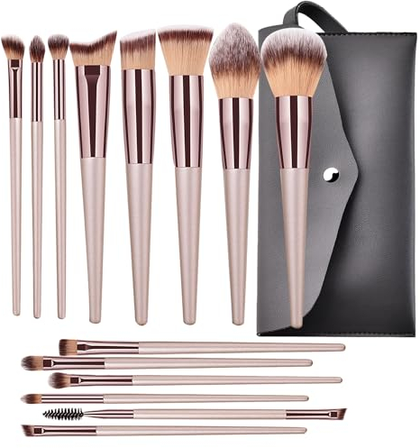 14 Stück Make Up Pinsel Set, Professionelles Pinselset Makeup für Augen und Gesicht, Foundation Brush mit storage bag Lidschatten Pinselset，Foundation Concealer Rouge Lidschatten Makeup Pinsel