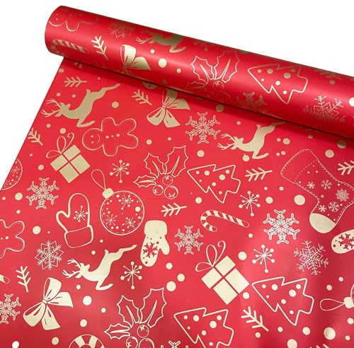 20 Blatt Geschenkpapier Weihnachten, 57x57cm/22.4 * 22.4 in, Recycling Weihnachtspapier Edel Packpapier