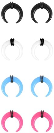 ZS 4 Paia Acrilico Septum Pincher Tapers, 14G 12G 10G 8G 6G 4G 2G 0G 00G Anello Naso Septum Bufalo Espansore per Stretching Piercing dell'Orecchio Naso (8g(3mm))