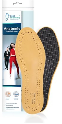 Foot Morning - Solette per Scarpe Anatomiche (1 Paio), Solette Alta Qualità in Pelle con Supporto per Arco Plantare, Protezione in Lattice e Strato in Carboni, Protezione Metatarsale, Unisex (39 EU)