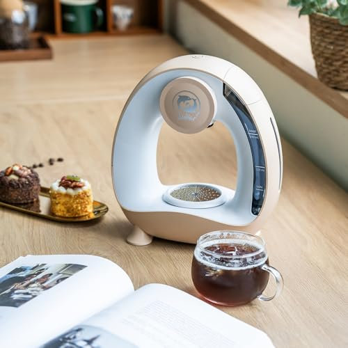 BENFUCHEN Cafetière à usage unique avec filtre à café moulu, cafetière Americano Mini cafetière/théière à une tasse, contrôle à une touche, 4-8 oz de tailles d'infusion (Champagne)