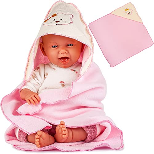 alles-meine.de GmbH Puppen - Kapuzenbadetuch/Puppendecke - bis 60 cm Puppe - Badetuch - Kapuzenhandtuch/Handtuch - Badewanne Puppenbadewanne Puppenbadetuch Puppenbademandel B..