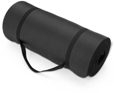 Amazon Basics Yogamatte mit Tragegurt, extra dick, 2.5 cm, Schwarz