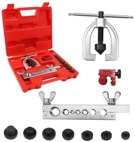 KXVXXV Bremsleitung Bördelgerät Bördelwerkzeug Klimaanlage mit Rohrschneider 3/16“|1/4“|5/16“|3/8“|7/16“|1/2“|5/8“ für Doppelt und Einfach Bremsleitung