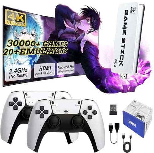 2025 Retro Game Console Video Game Stick, 20000+ Classical Games with Dual 2.4G Wireless Gamepads, Plug & Play for TV HDMI Output, Gift for Boys and Adults