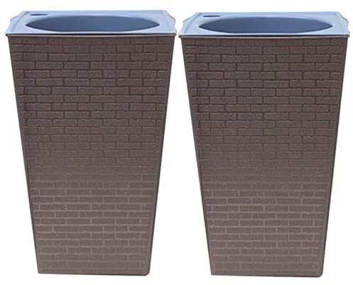 2 unidades de alta autoriego para interior y exterior para terraza, jardinería decorativa y decoración, forma cuadrada, ánfora, plástico grande (B, talla única)