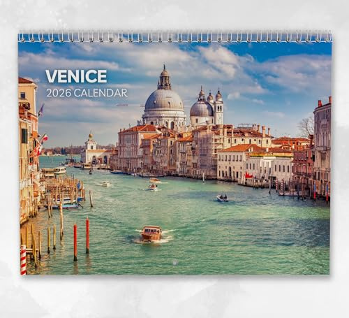 Calendario Venezia 2026: calendario mensile da parete con note, formato A4 da appendere, include date chiave e festività