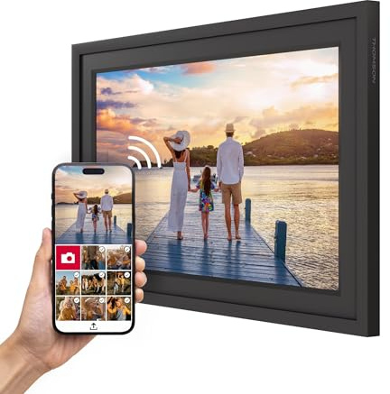 Thomson Cadre Photo Numérique 10 Pouces, Écran IPS, Écran Tactile HD, WLAN, Partage Direct Via App, Fonctions Intelligentes, Cadre Photo Électronique avec 32 Go de Mémoire, Rotation Automatique