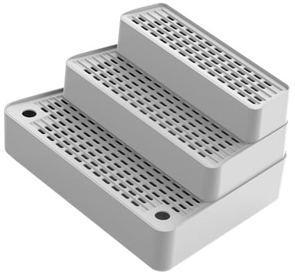 RoaQinFo Rampe pour Litière Escalier Filtrant pour Maison de Toilette Structure à Trois Marches Détachable pour Nettoyage Complet Approprié pour Chats Seniors, Gris Clair