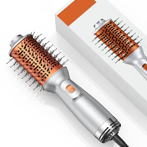 Brosse Souflante 110-240V, Brushing Brosse Soufflante Mini, Seche Cheveux Brushing, Brosse Cheveux Soufflante 3 Températures, Brosse Thermique Revêtement Céramique pour Sécher Lisser Volume