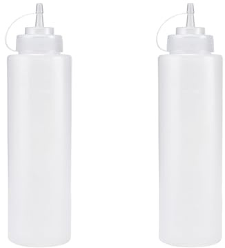 Yuannee Bottiglia Squeeze di Plastica,2 PCS 240 ML Bottiglia da Spremere Trasparente Condimento Dispenser Bottiglia Squeeze Graduata di Plastica per Ketchup Senape Mayo Salse Piccanti