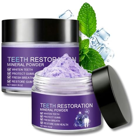 Zahnpulver Gegen Verfärbungen, 2 Stück Teeth Whitening Powder, Zahnaufhellung Pulver, Weiße Zähne Zahnpulver, Sanfte Fleckenentfernung, Tägliche Zahnreinigung Zahnfleischpflege
