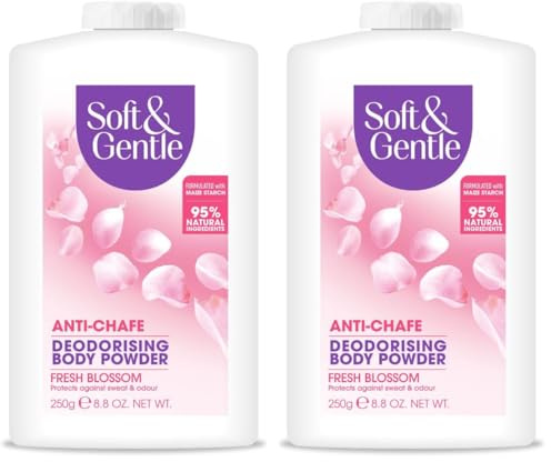 Soft & Gentle Fresh Blossom Talc Free Body Powder 250g | Deodorising Personal Hygiene Against Moisture | Friction & Odour | Prevent Smudging After Self-Tanning & Facial Makeup (Pack of 2)