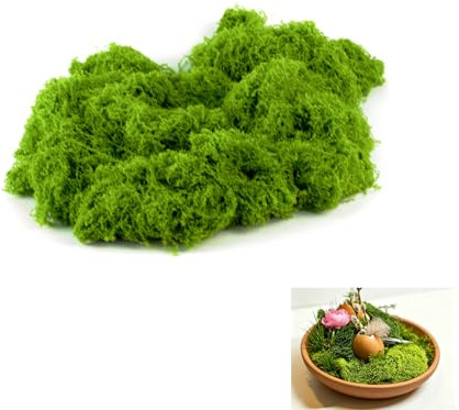 JinZeYou 100g Artificial Moss for Crafts, Green Fake Moss, Fake Decorative Mosses for Crafting Plant Garden Lawn DIY Crafts Landscaping Model Making Decoration(Light Green)