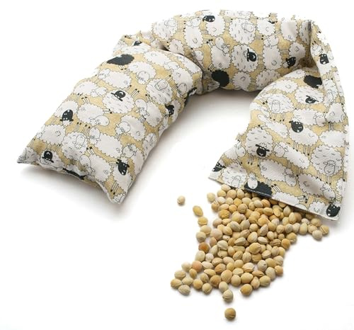 Cuscino lungo con noccioli di ciliegia per dolori cervicale con pecorelle 950g.