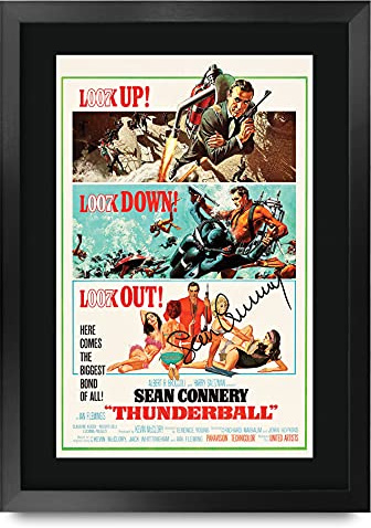 HWC Trading A3 FR James Bond-Thunderball filmaffisch Sean Connery signerad gåva inramad A3 tryckt autograf film gåvor Print foto bildskärm