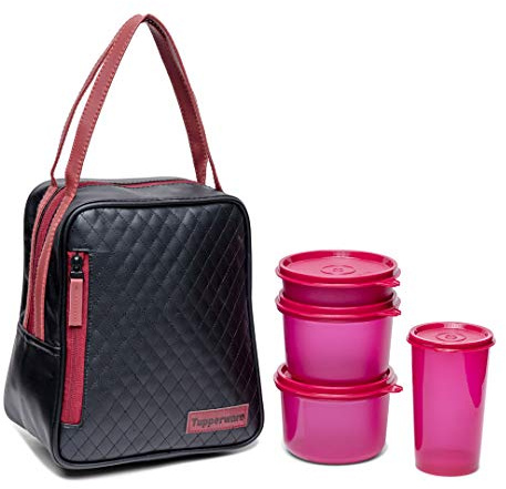 Tupperware Plastic Elegant Lunch Set For Women (Pink), 180 ml