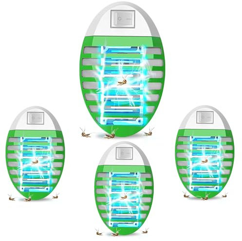 Moustique Tueur Lampe,Lampe Anti-Moustique - Lampe UV, Tueur d'Insectes Electrique, Destructeur de Mouches, Anti-Moustique Intérieur, Piège à Mouches Efficace(4 Paquets)