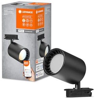 LEDVANCE SMART+ TRACKLIGHT Spot Osaka faretto a binario WiFi, nero, 5W, 500lm, testa orientabile, luce bianca regolabile (3000K-6500K), controllo da app, compatibile con Amazon, Google, ecc.