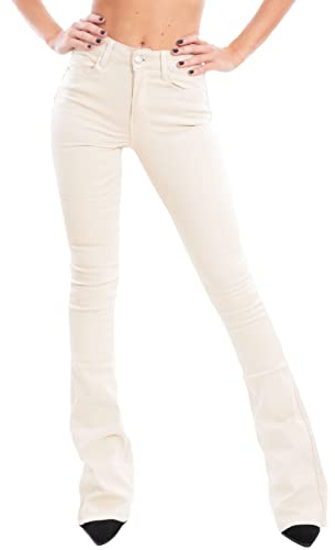 Toocool Vaqueros de Mujer Acampanados de Tiro Alto, Slim Flare Push up en Denim elástico, 5 Bolsillos, Modelo VI8008 [M, Beige Claro]