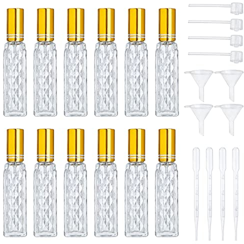 YU FENG Glasflaschen, Parfümzerstäuber, nachfüllbar, leere Parfümflaschen, feiner Nebel, Zerstäuber, Kosmetikbehälter für Reisen, 10 ml, Gold-1