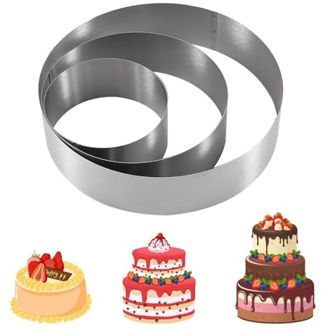 Anicy 3 Stück Tortenring - Edelstahl Tortenring Set, Tortenringe Backformen Rund für Zubereitung von Kuchen und Gebäck, Tortenring Hoch 4,5cm Ø 10/15/20cm