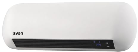 Svan Estufa split Eléctrico Bajo Consumo Blanco SCES2000D. 2000W, 3 Niveles de potencia, Termostato Regulable, Calefacción por PTC Incluye Kit de Montaje en Pared