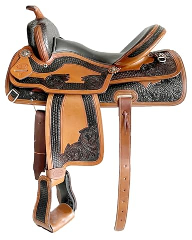 COUCHO Western-Pferdesattel-Set, 15–16 Zoll Premium-Ledersattel for Pferde, Renn-Trail-Reitpferdesattel (Size : 15.5inch)