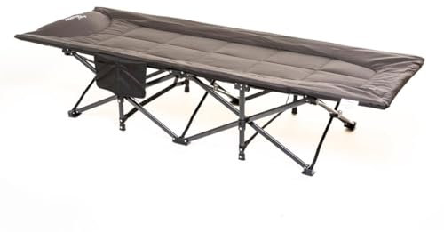 Mostal Chaise longue pliante noire compacte pour la pêche à la carpe, le camping