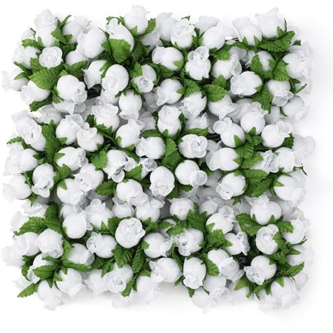 MWOOT 144 Pezzi Rose Finte Bianco, Mini Fiori Artificiali, Piccolo Rose Artificiali per l'Artigianato, Teste di Rose Finti Fai Da Te per Matrimonio Bouquet Da Sposa Festa San Valentino Decorazione