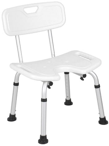 Inyanpower Duschstuhl,Aluminium,mit Rückenlehne und Armlehnen,Duschsessel,Sitzhöhe in 7 Stufen einstellbar,Duschhocker für Senioren,bis zu 100kg (IN-5008W)