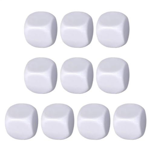 Cubi di dadi vuoti, dadi acrilici vuoti | 10 blocchi di dadi arrotondati in acrilico - Conteggio matematico a sei facce Insegnamento di dadi vuoti per bambini Graffiti, blocchi di costruzione, pittura