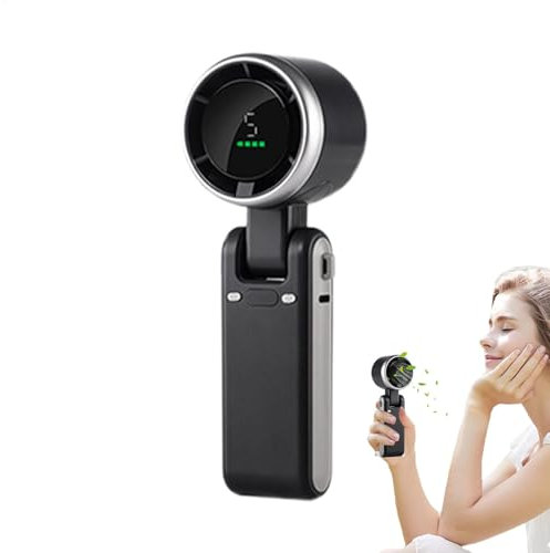 Nkmujil Handheld Fan, Portable Hand Fans, Folding Desk & 5-Speed Adjustable Rechargeable Fan For Long Battery Life & Digital Display, Compact Cooling Solution Travel, 6.73x2.17x2.44 Inches