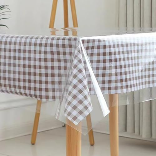Umllpet Bordsduk, transparent vaxduk, tvättbar, PVC, transparent, bordsskydd, bordsduk, tvättbar, för utomhus, trädgård, bordsfilm, skyddsfilm för möbler