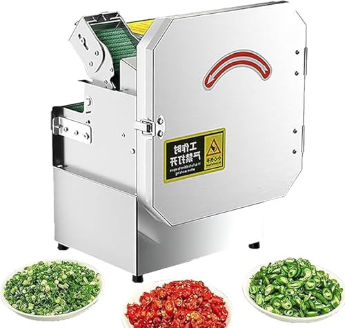 Tritaverdure elettrico, 200 W, affettatrice industriale con lama in acciaio inox e nastro trasportatore, perfetto per tagliare verdure e pomodori in modo efficiente