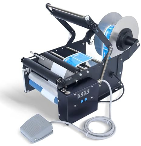 ZS-TB16P Manuell Etiketteringsmaskin,Halvautomatisk Applikator För Rund Flaska,20-40 Etiketter/Min,För Burkar Och Flaskor Med Justerbar Diameter 20-100 Mm,För öl Och Vin
