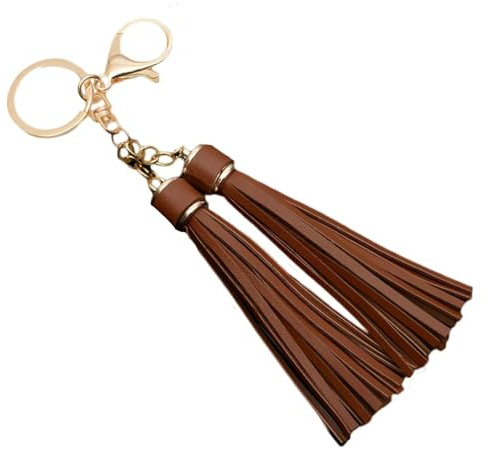 AZIDWERYQ Borlas de Llavero Elegantes Borlas Dobles para Hacer Llaveros Mujer Decorativa Borla de Cuero Charm Colgante Accesorios para Monedero Bolso Llave de Coche Borla de Cuero