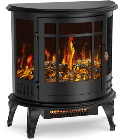 Quiniver 25 Inch Retro Portable Electric Fire Stove Freestanding