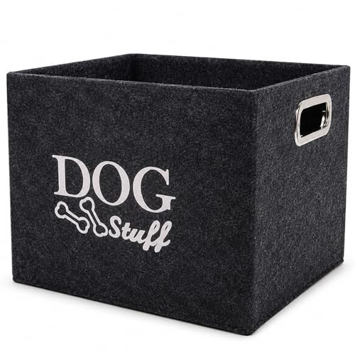YANJINGSHE Dog Toy Box, Collapsible Grey Basket 38x27x25cm