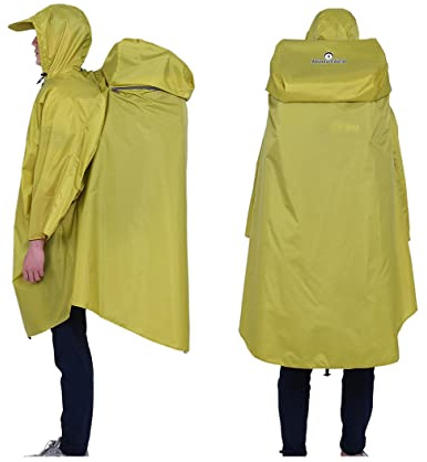 Adventure World Globotrekker Backpack Poncho Lightweight Waterproof Rain Poncho for Hiking, Camping, Travel & Outdoor Use - One Size Fits Most (Moss Green)