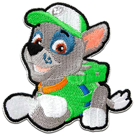 Paw Patrol Rocky - Aufnäher, Bügelbild, Aufbügler, Applikationen, Patches, Flicken, zum aufbügeln, Größe: 7 x 6,4 cm
