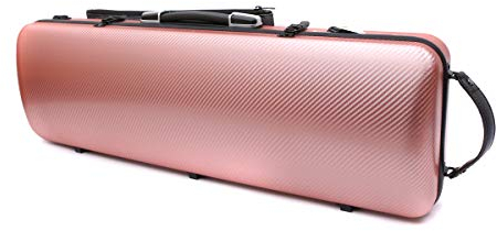 yinfente 4/4 New Violin Case Kohlefaser Fiberglas Längliches Etui Starkes Licht Musiknotentasche in voller Größe Roségold
