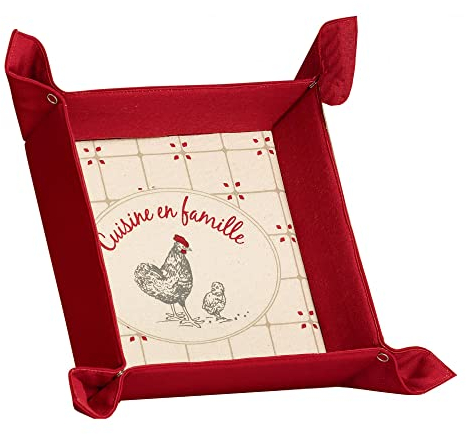 Winkler - Corbeille à pain > – 20x20x7 cm – Tissu 100% coton – Panier avec liens de serrage – Style traditionnel rustique