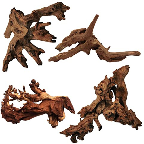 Tfwadmx Natural Driftwood for Aquarium Decor-4 Pieces 5-8 Assorted Driftwood,Fish Tank Drift Wood Decoration, Freshwater Wood Branches Ornament for Reptile Terrarium,Air Plants