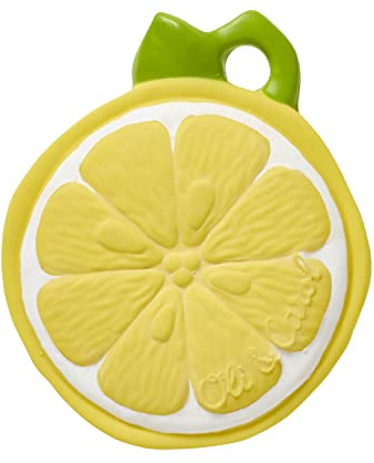 Oli & Carol - Mini Mordedor Bebé de Caucho Natural Limón - Regalo para bebé 0 3 6 meses, 1 año - Lou the Lemon