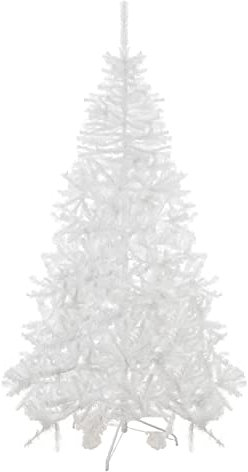 Árbol de Navidad Artificial Blanco Abeto de Hoja Espumillón con Base Metálico Duradero Decoración Navideña - 210cm, 685 Puntas/Ramas