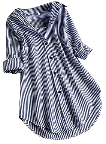 Lång blus damer långärmad elegant lång skjorta stora storlekar skjortblus oversize damblusar v-ringad sweatshirt vintage linneblus höst sommar topp linneskjorta skjorta skjorta långa blusar