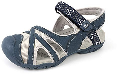HEVA Sandales de randonnée pour femme - Bout fermé - Crochet et boucle réglables - Sandales de sport de plein air - Chaussures de randonnée pour femme, bleu, 37 EU