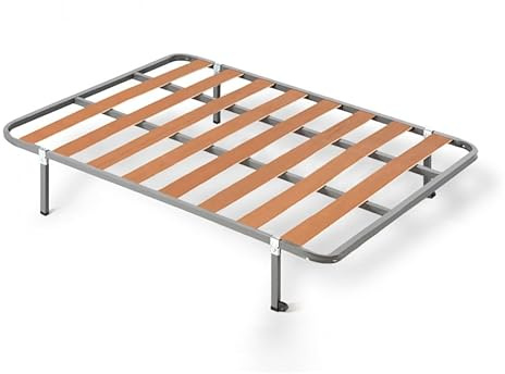 HOGAR24 ES | Rete Basic | doghe in legno di pioppo, struttura in tubo di acciaio, 30 x 30 mm, include set di gambe da 32 cm con morsetto, dimensioni: 150 x 200 cm